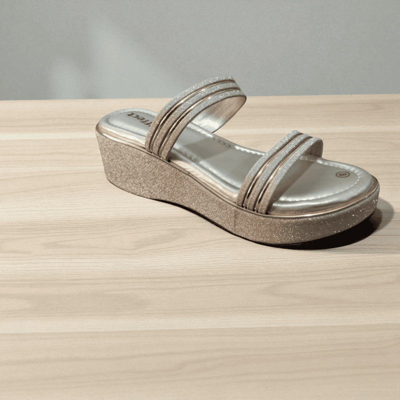Golden Shimmer Wedge Sandals