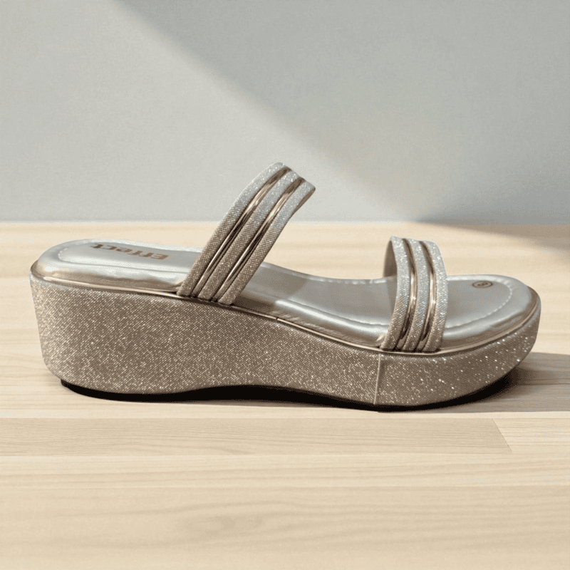 Golden Shimmer Wedge Sandals