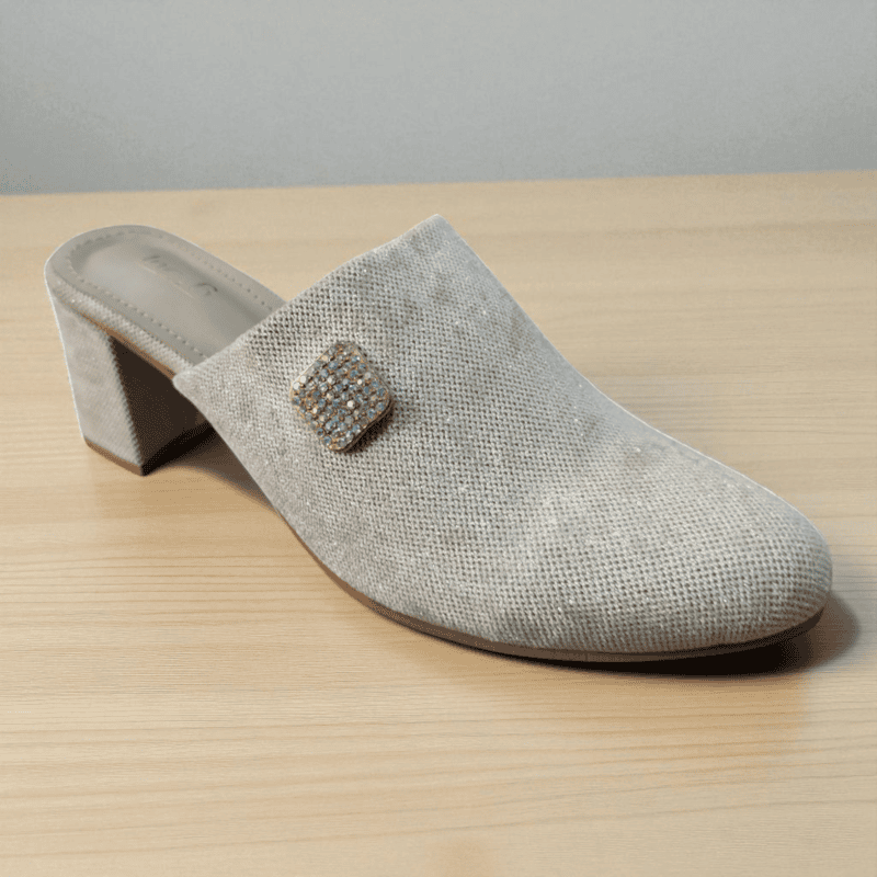 Cream White Block Heel Mules