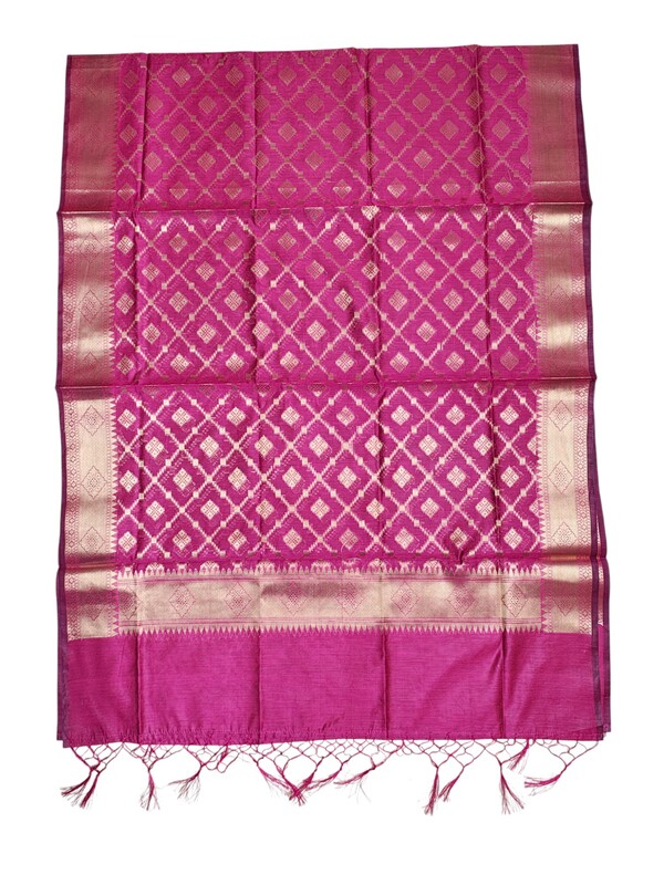Rani Pink Banarasi Silk Dress Material for Women