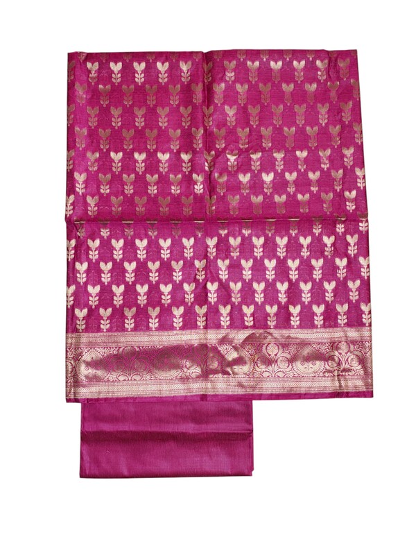 Rani Pink Banarasi Silk Dress Material for Women