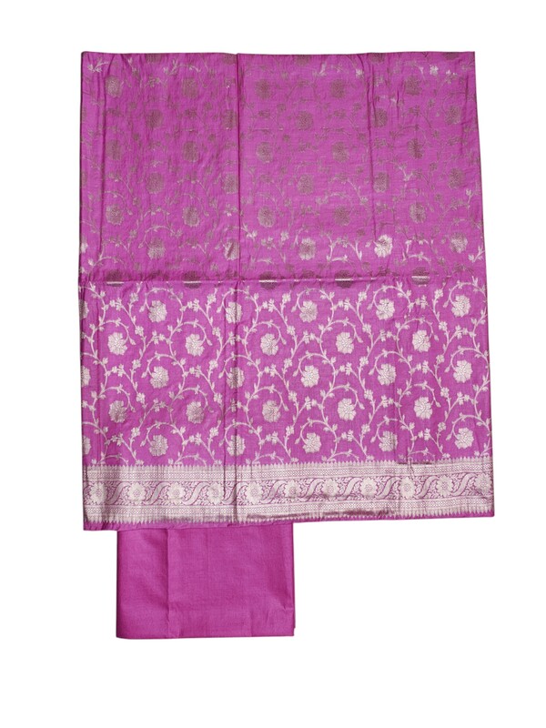 Pink Banarasi Silk Dress Material for Women