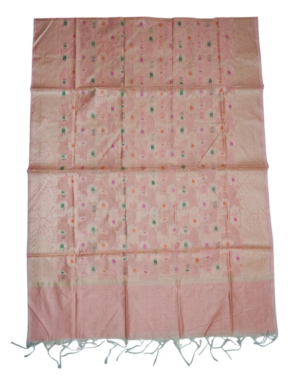 Peach Banarasi Cotton Silk Dress Material for Women
