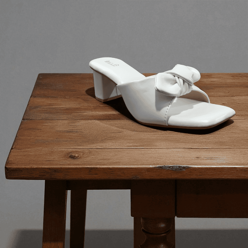 White Block Heel Sandals