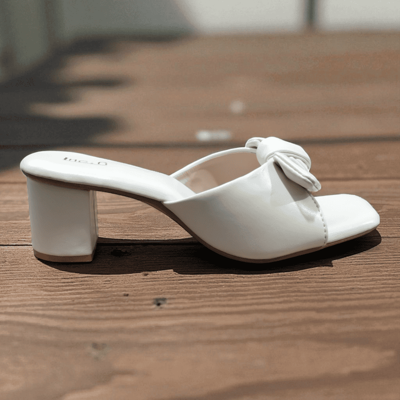 White Block Heel Sandals
