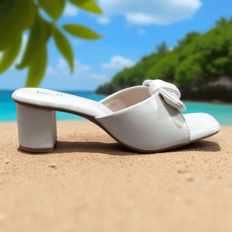 White Block Heel Sandals