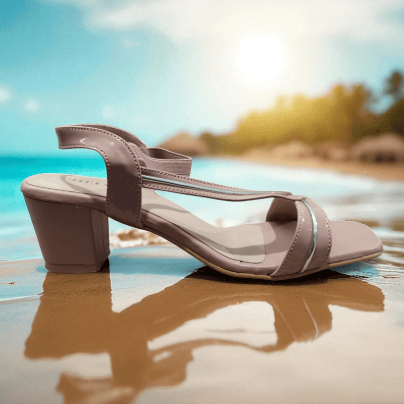 Nude Strap Block Heel Sandals