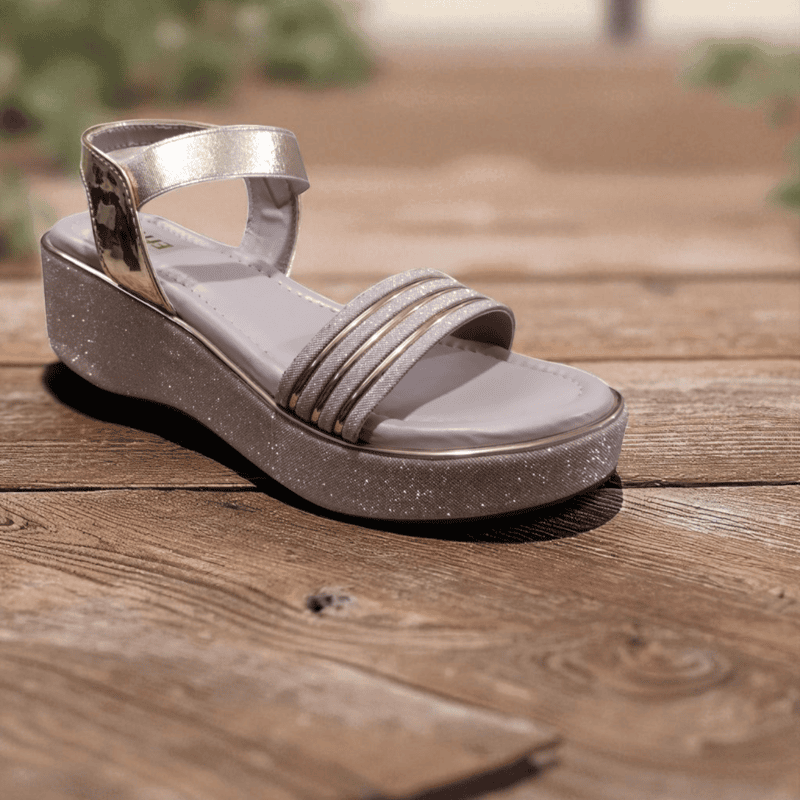 Rose Gold Strappy Wedge Sandals