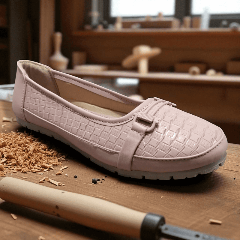 Pink Textured Casual Loafers