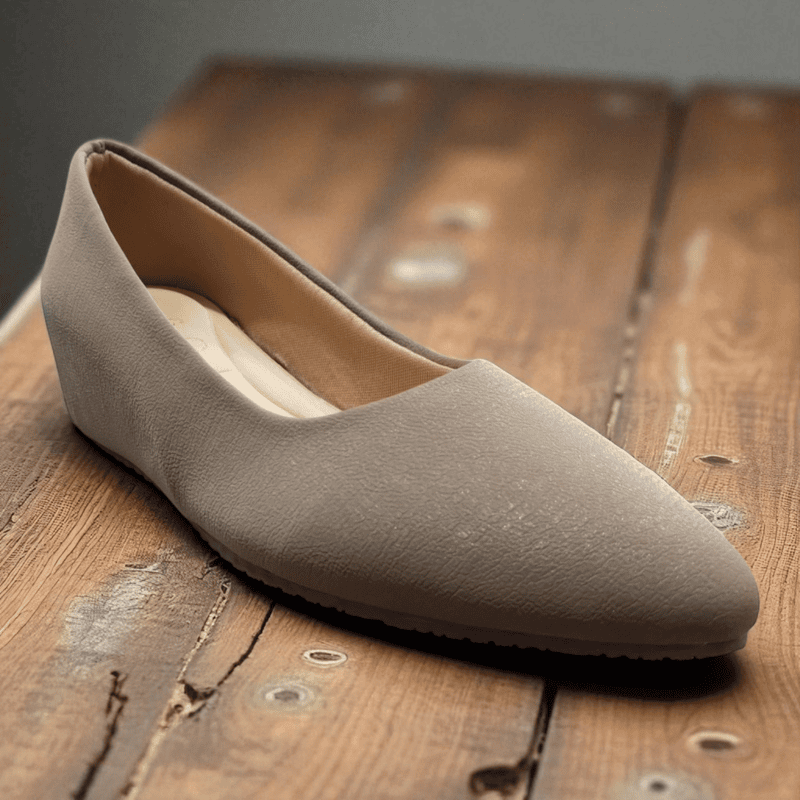 Nude Beige Plain Wedge Ballerina
