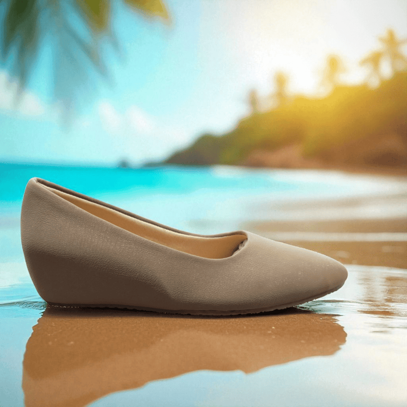 Nude Beige Plain Wedge Ballerina