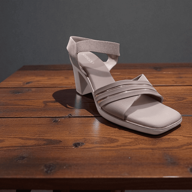 Pink Cross-Strap Block Heel Sandals