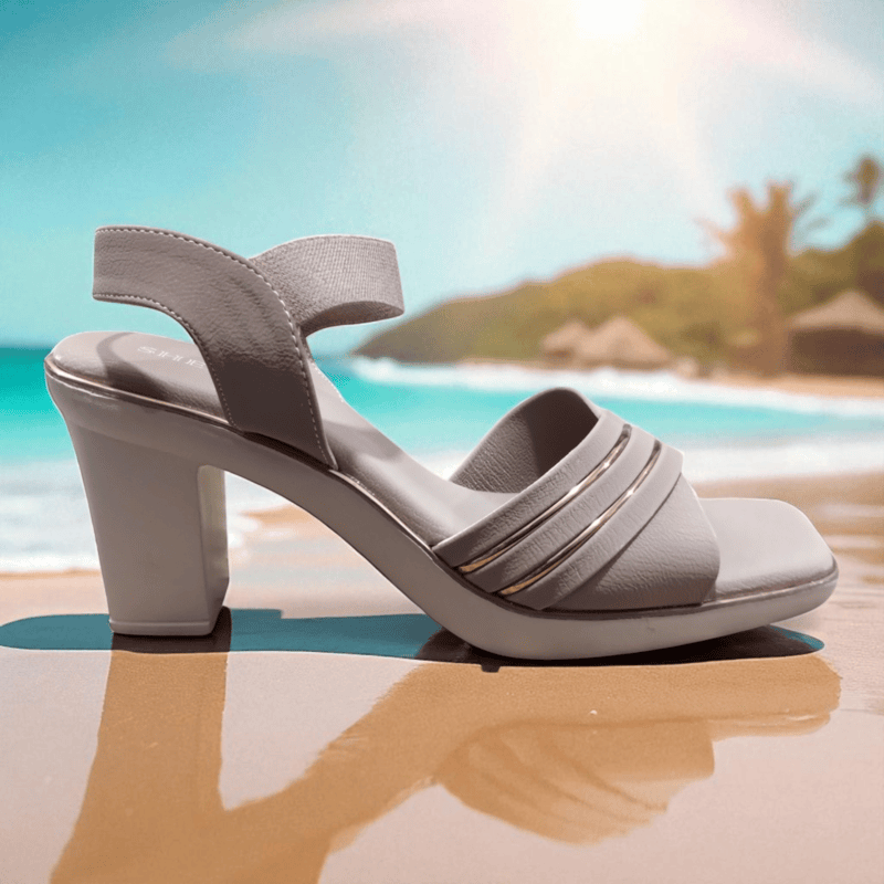 Pink Cross-Strap Block Heel Sandals