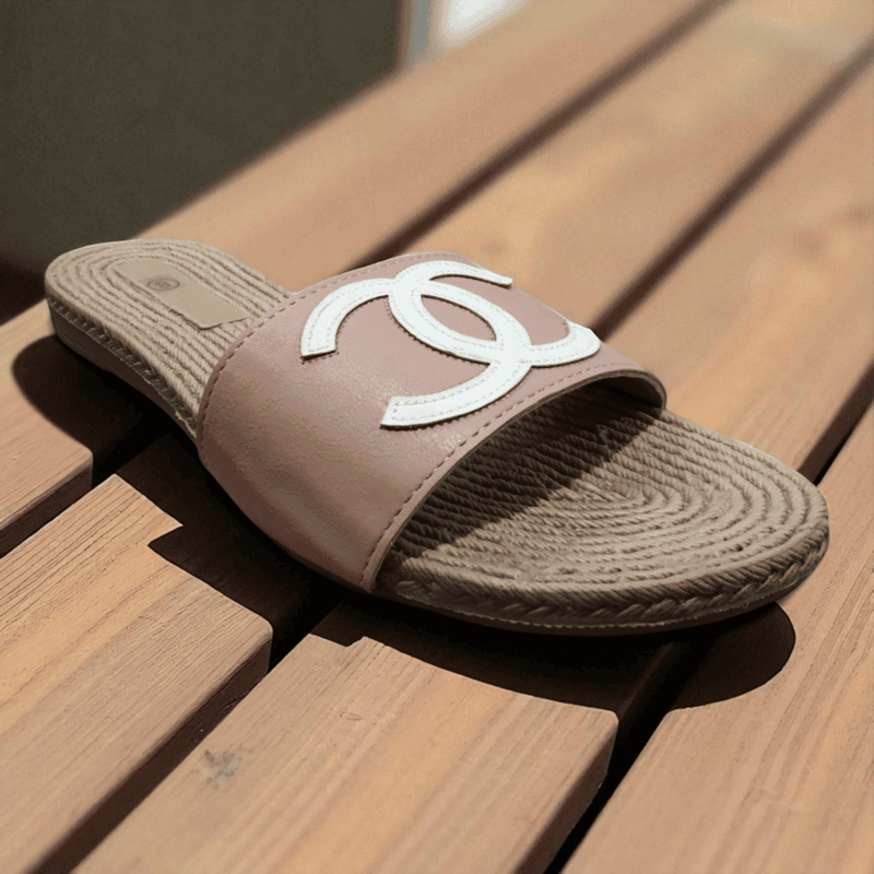 Pink Logo Casual Flat Sliders