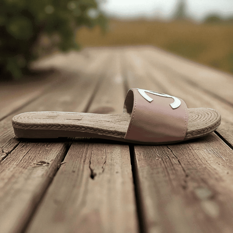 Pink Logo Casual Flat Sliders