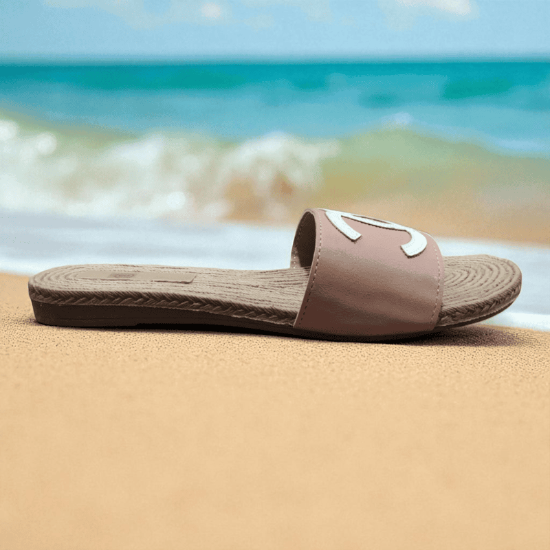 Pink Logo Casual Flat Sliders