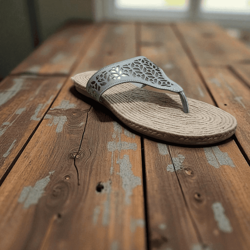 Grey Cutwork Design Slippers