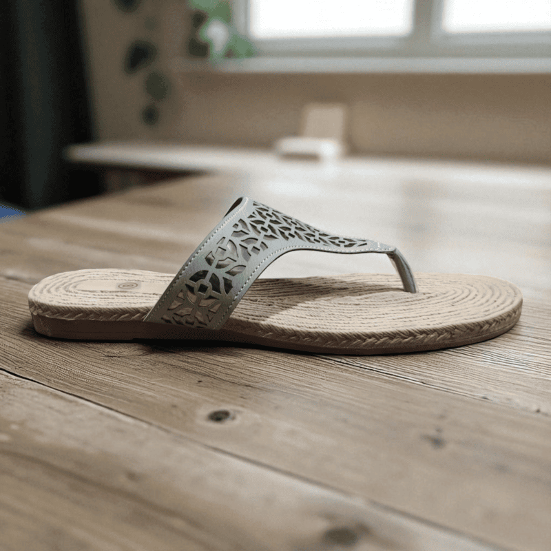 Grey Cutwork Design Slippers