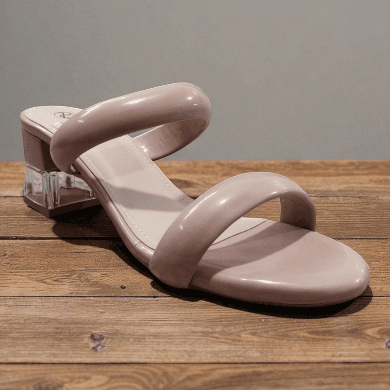 Pink Double Strap Block Heels