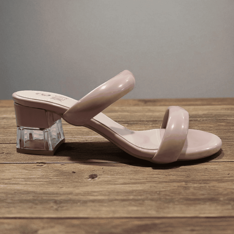 Pink Double Strap Block Heels