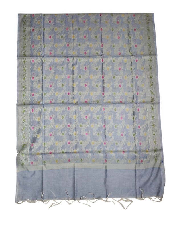 Light Purple Banarasi Cotton Silk Dress Material for Women