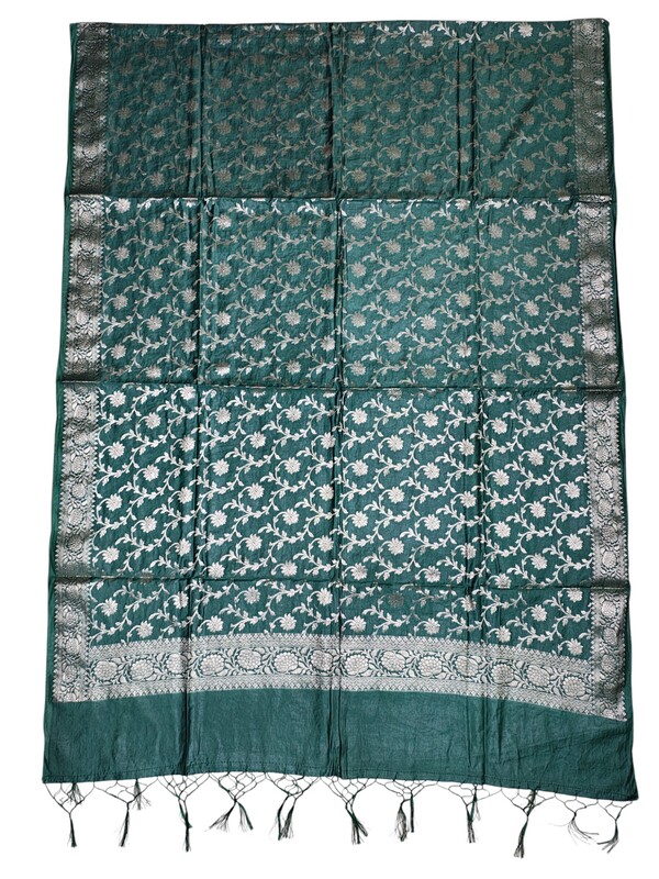 Green Banarasi Silk Dress Material for Women