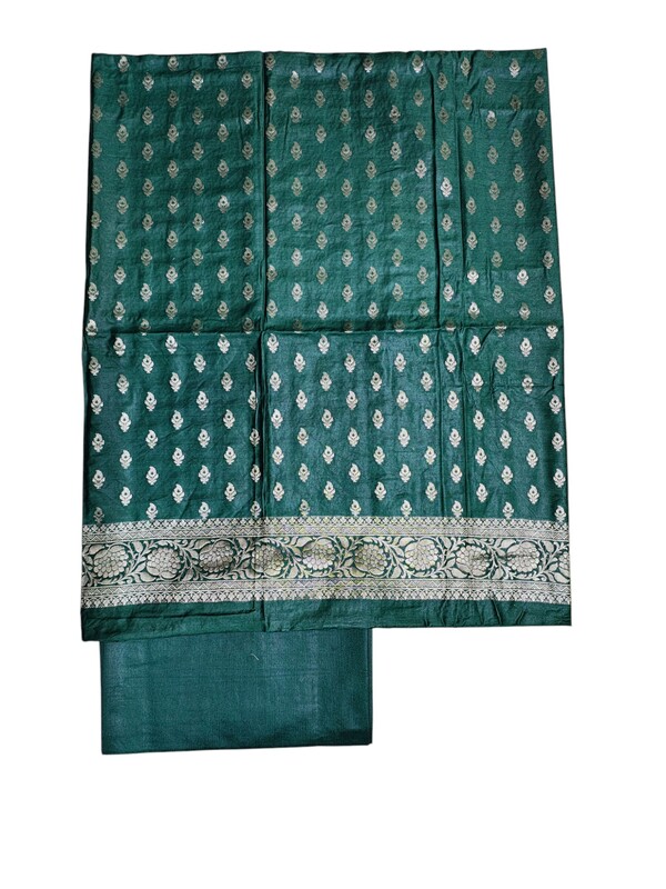 Green Banarasi Silk Dress Material for Women