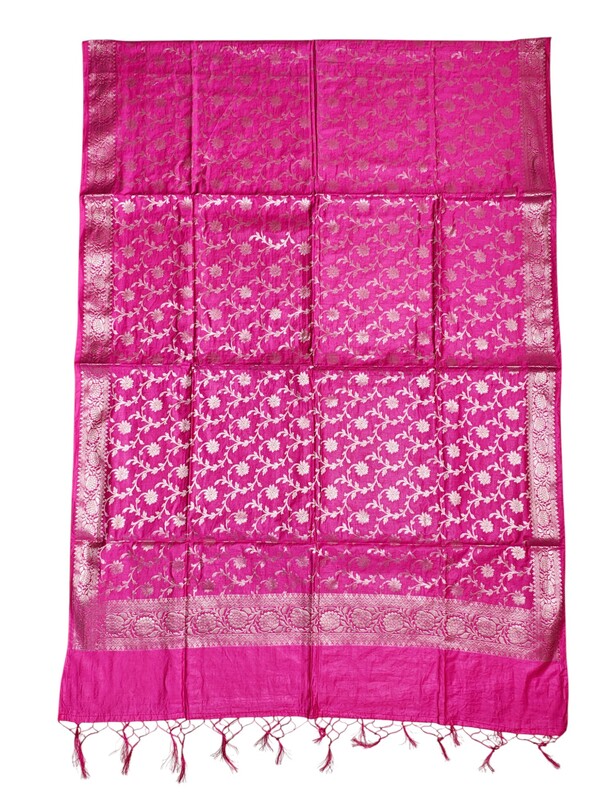 Dark Pink Banarasi Silk Dress Material for Women