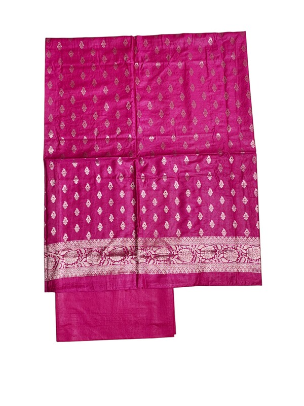 Dark Pink Banarasi Silk Dress Material for Women