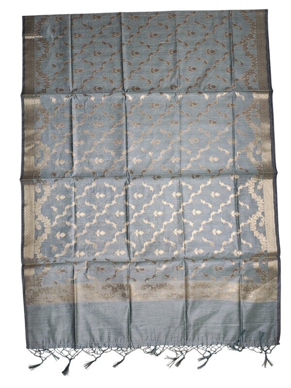 Firoza Banarasi Silk Unstitched Suit Set with dupatta for Women