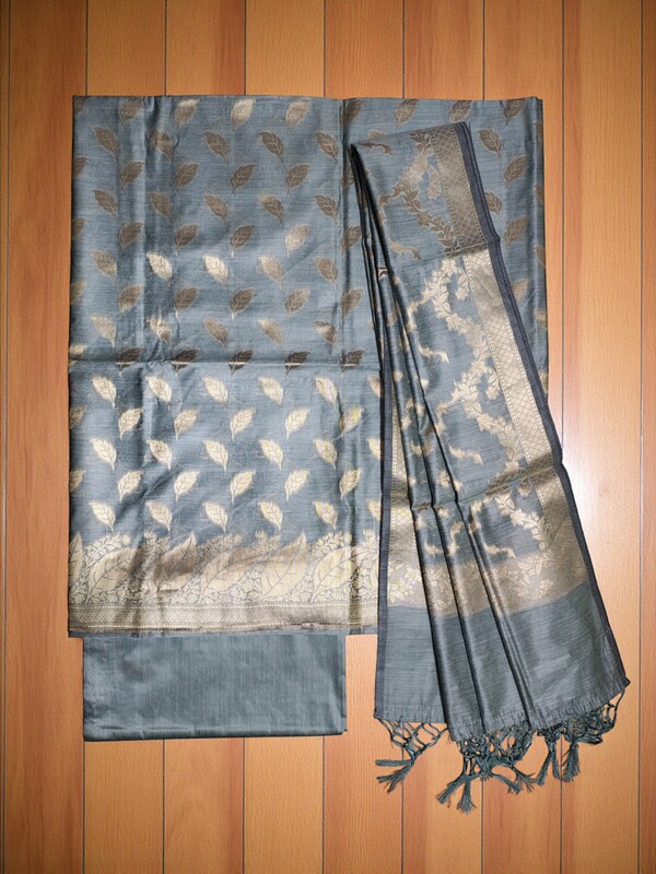 Firoza Banarasi Silk Unstitched Suit Set with dupatta for Women