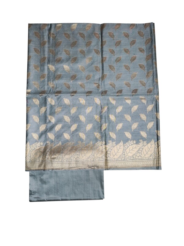 Firoza Banarasi Silk Unstitched Suit Set with dupatta for Women