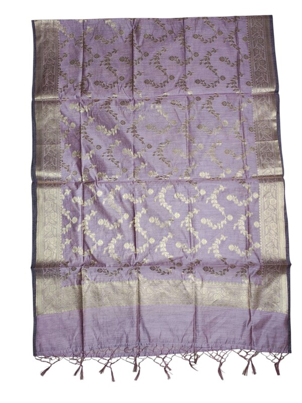 Plum Banarasi Cotton Silk Dress Material for Women