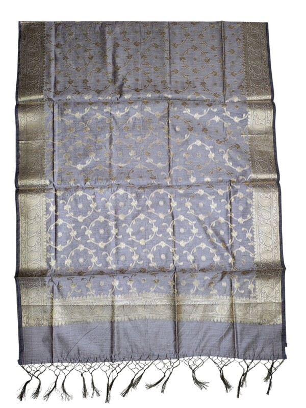 Dark Pink Unstitched Banarasi Cotton Silk Dress Material for Women