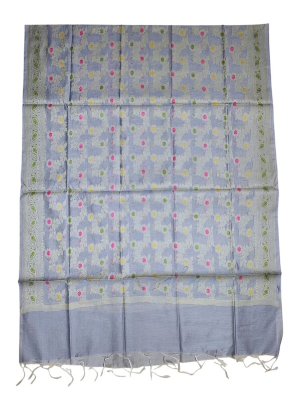 Lavender Banarasi Cotton Silk Dress Material for Women