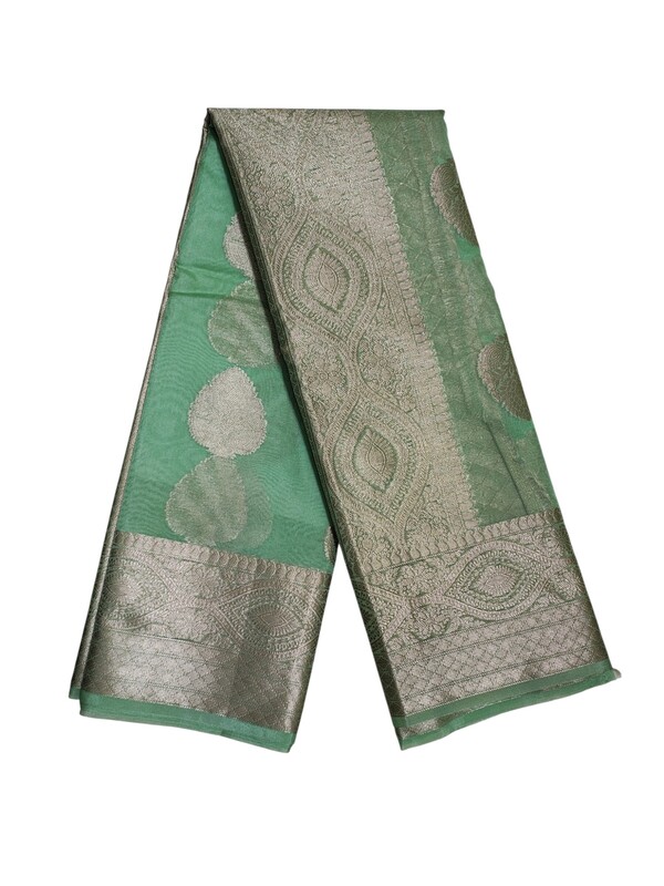 Green Banarasi Silk Zari Saree with Unstitched Blouse