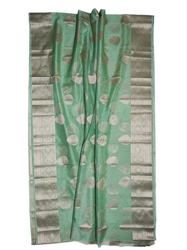 Green Banarasi Silk Zari Saree with Unstitched Blouse