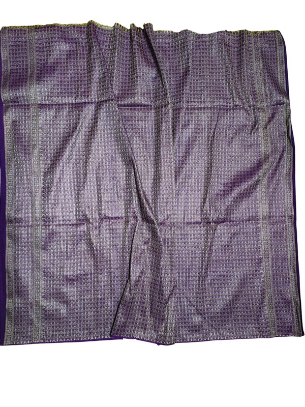 Purple Banarasi Silk Saree with Unstitched Blouse