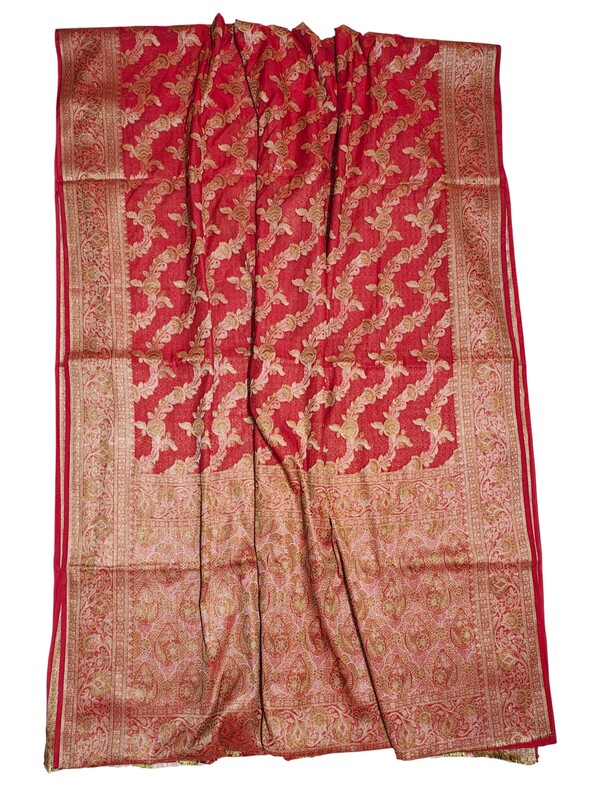 Red Banarasi Silk Zari Saree with Unstitched Blouse