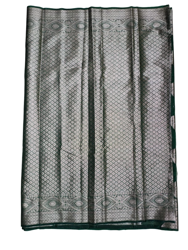 Dark Green Banarasi Silk Zari Saree with Unstitched Blouse