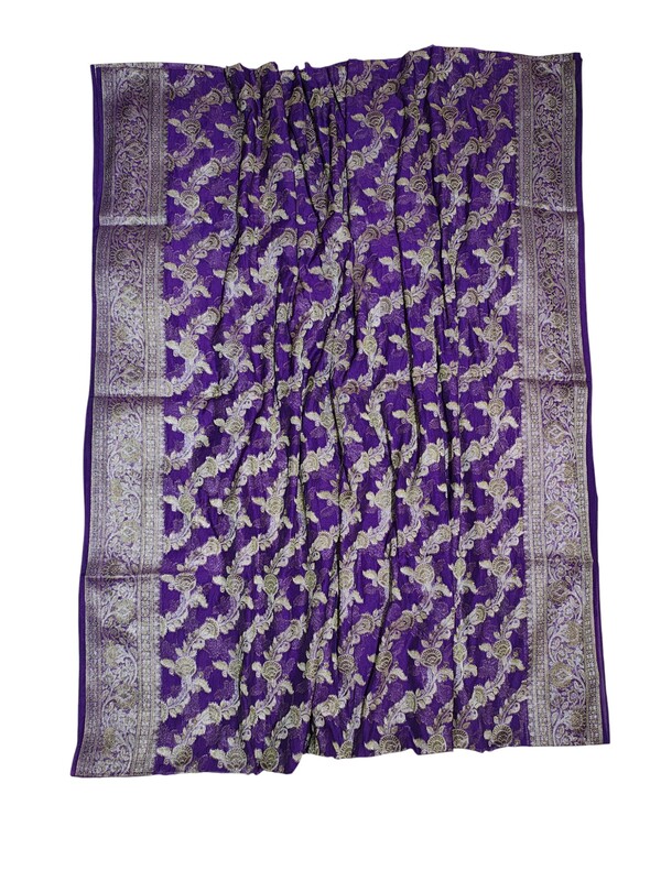 Purple Banarasi Silk Zari Saree with Unstitched Blouse