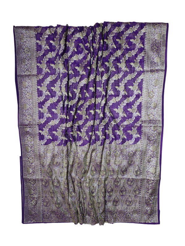 Purple Banarasi Silk Zari Saree with Unstitched Blouse