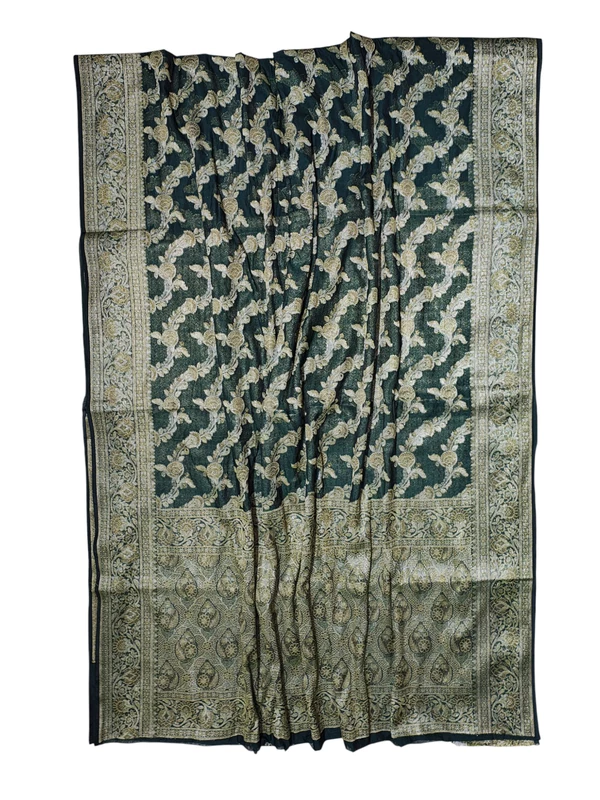 Green Banarasi Silk Golden Zari Saree with Unstitched Blouse
