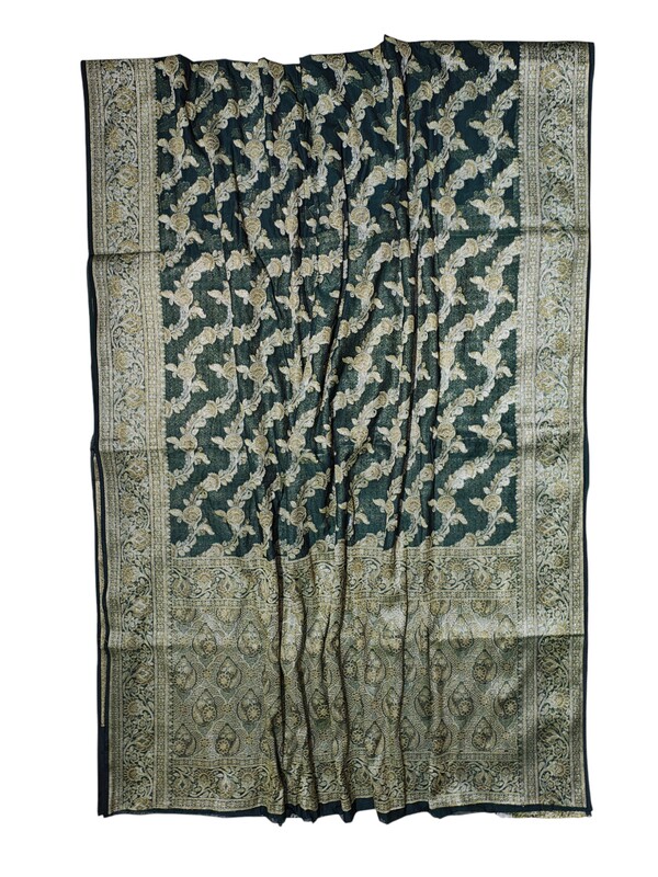Green Banarasi Silk Golden Zari Saree with Unstitched Blouse