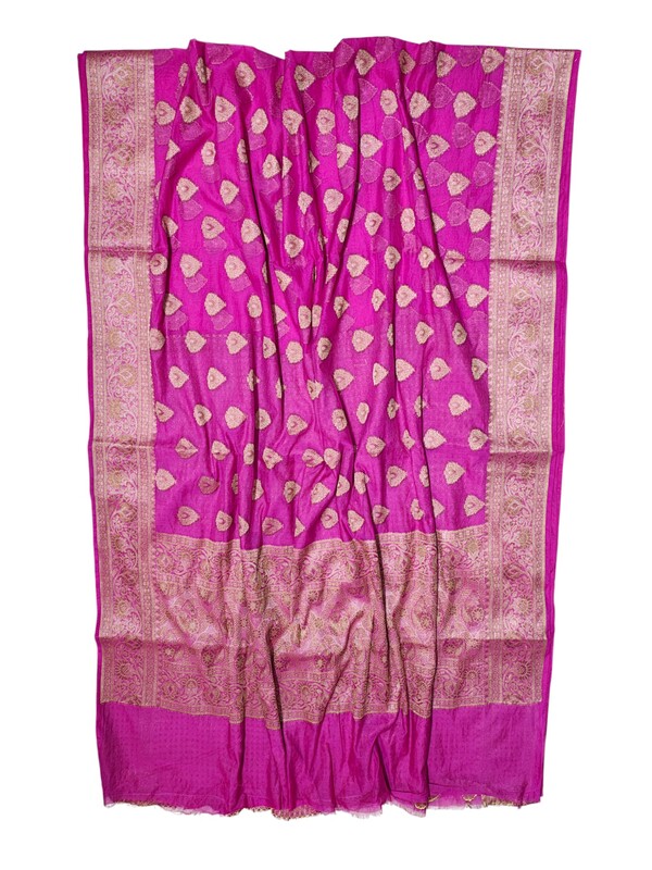 Dark Pink Banarasi Silk Zari Saree with Unstitched Blouse