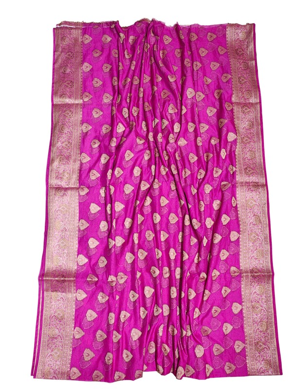 Dark Pink Banarasi Silk Zari Saree with Unstitched Blouse