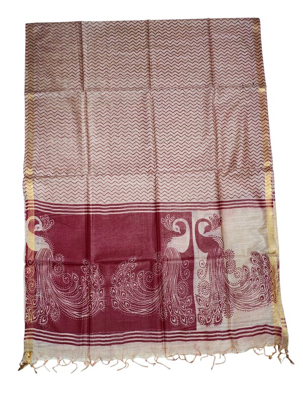 Maroon Madhubani Unstitched Salwar Suit Dress Material with Dupatta