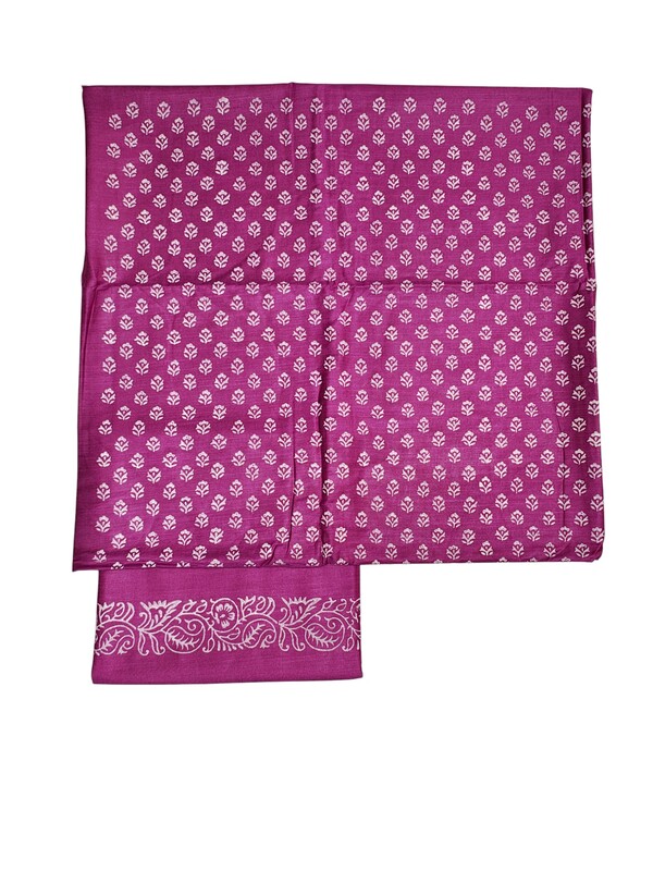 DarkPink block print dress material for women