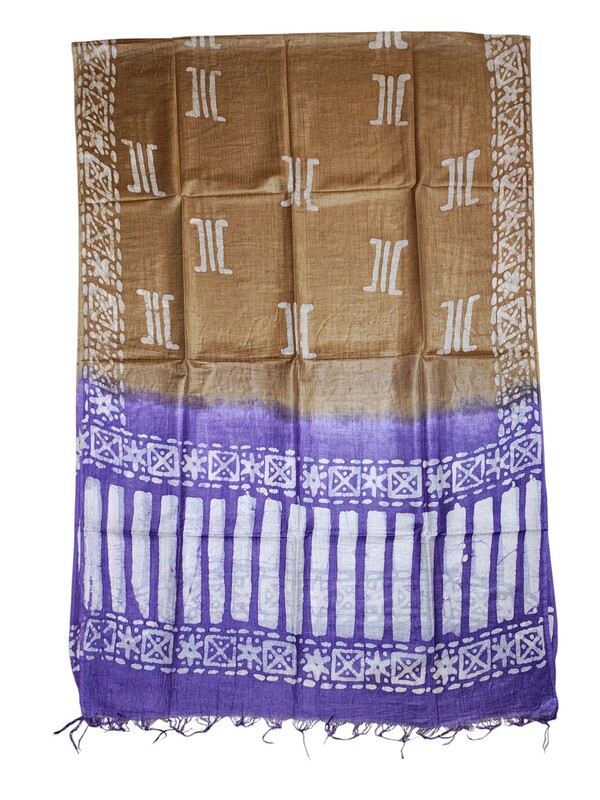Lavender Block Print Silk Salwar Suit Set with Dupatta
