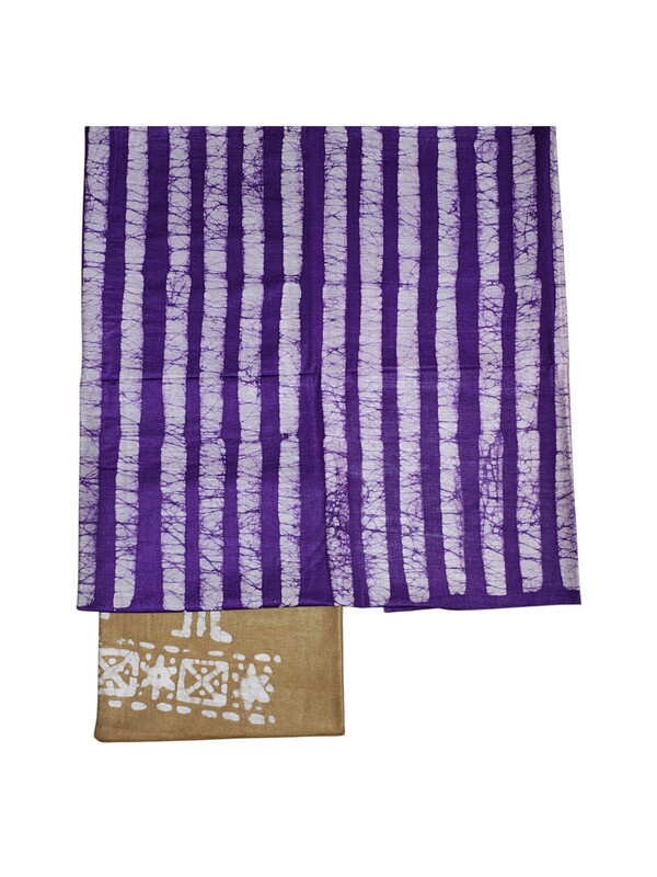 Lavender Block Print Silk Salwar Suit Set with Dupatta